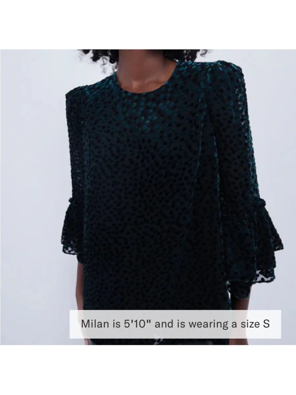 Tuckernuck Flock Dot Velvet Luciela Green and Black Blouse
